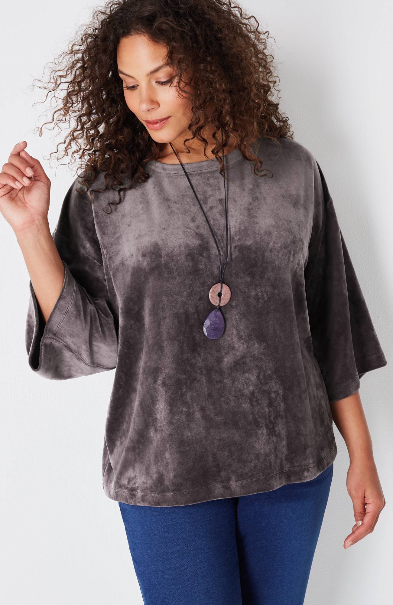 PURE JILL CRUSHED-VELOUR KIMONO TOP | JJill
