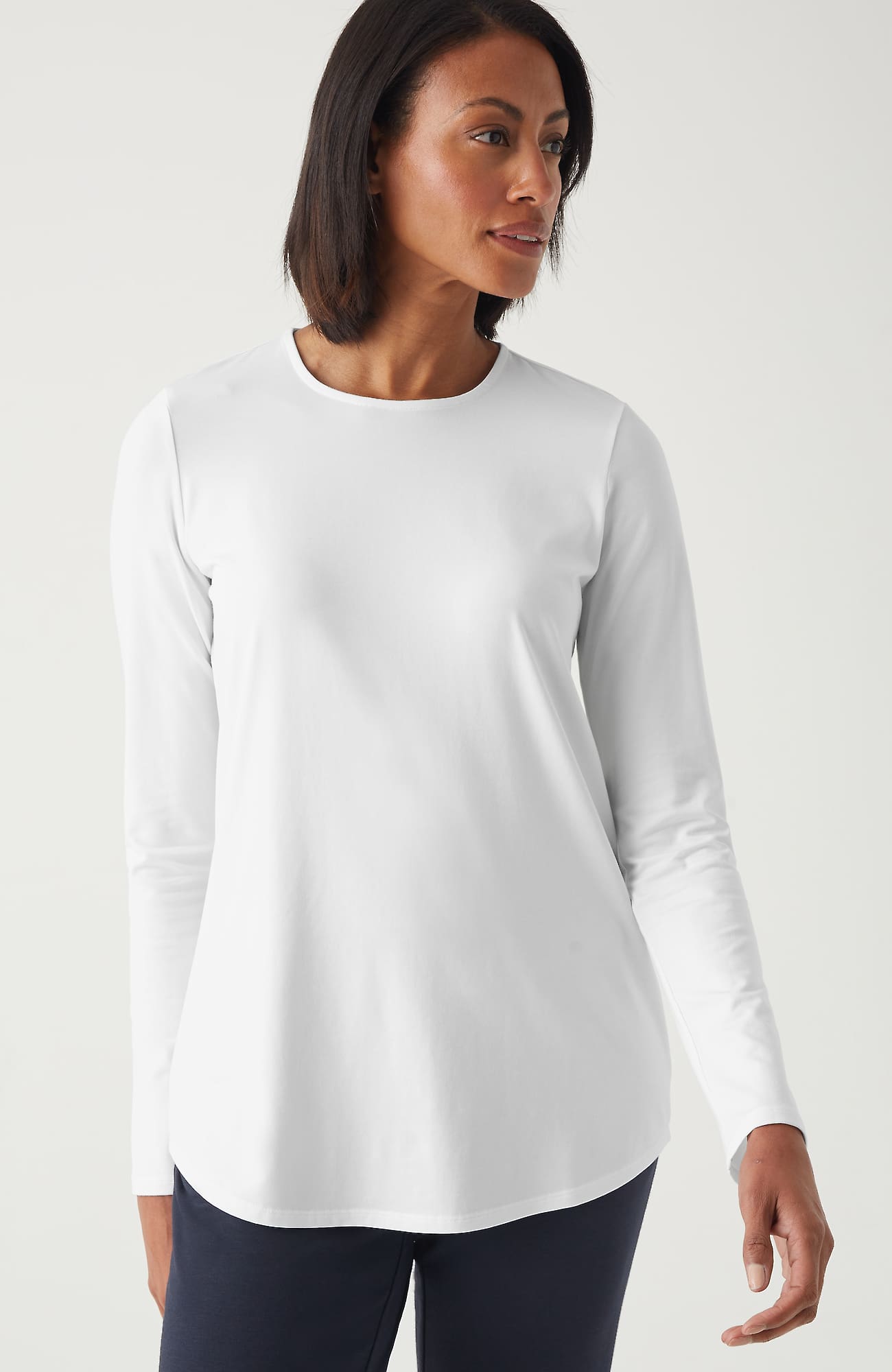 Jjill J.jill Pure Jill Long-sleeve Shirttail Tee In White