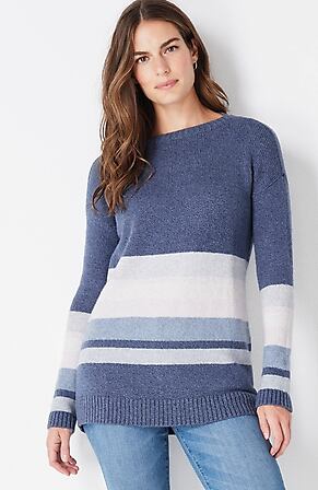 Image for Striped Relaxed Boat-Neck Sweater