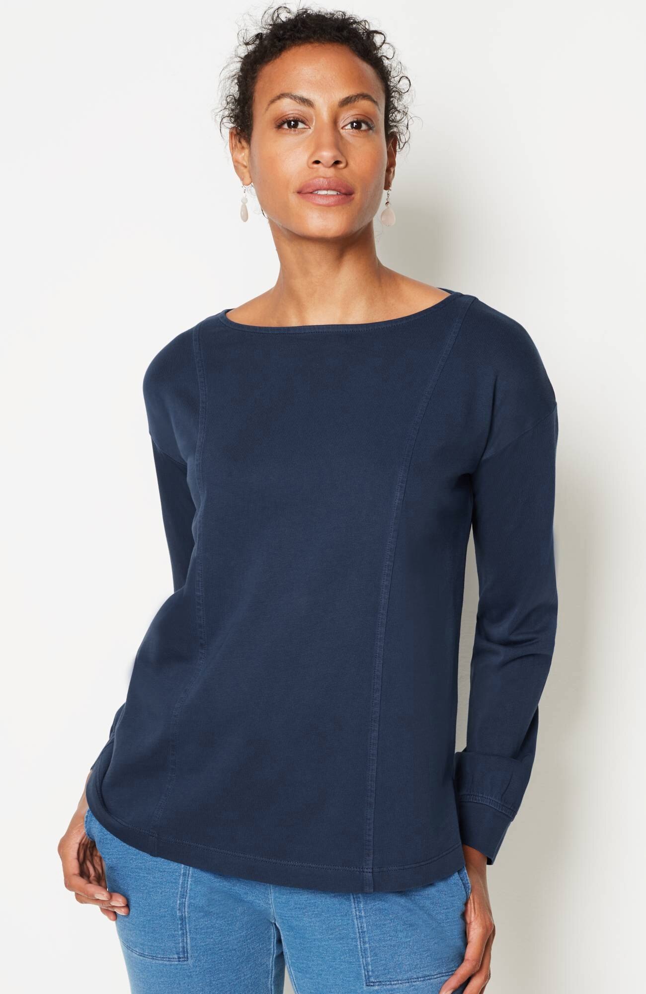 boat neck sweatshirt