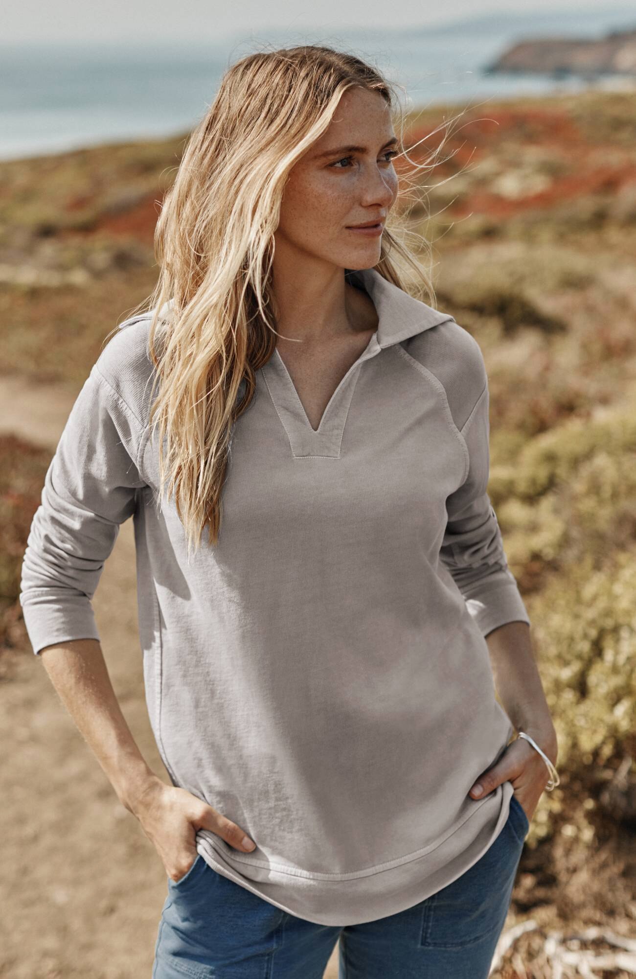Pure Jill Garment-Dyed French Terry Top 