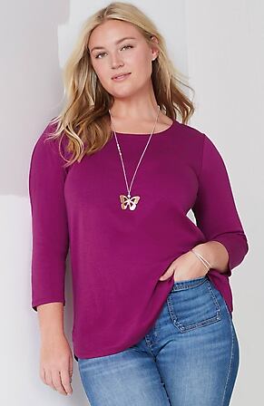 Image for Pima 3/4-Sleeve Scoop-Neck Tee
