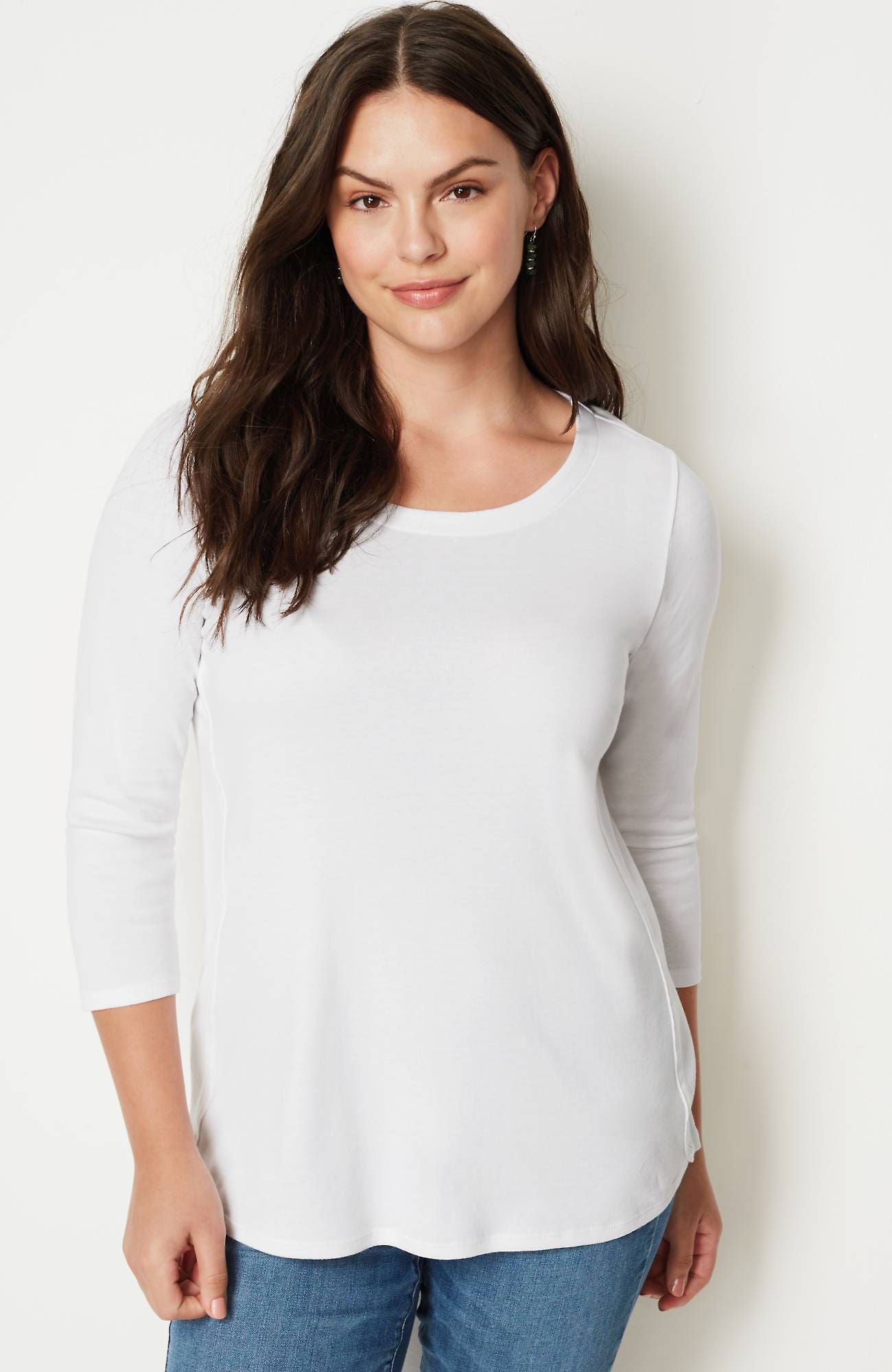 Jjill J.jill Pima 3/4-sleeve Scoop-neck Tee In White