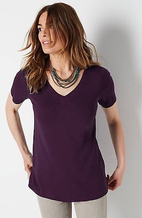 Image for Pima Slub-Knit V-Neck Tee