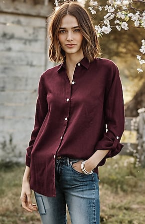 All Sizes New J Jill Celadon Long Sleeve Linen Buttoned Shirt 