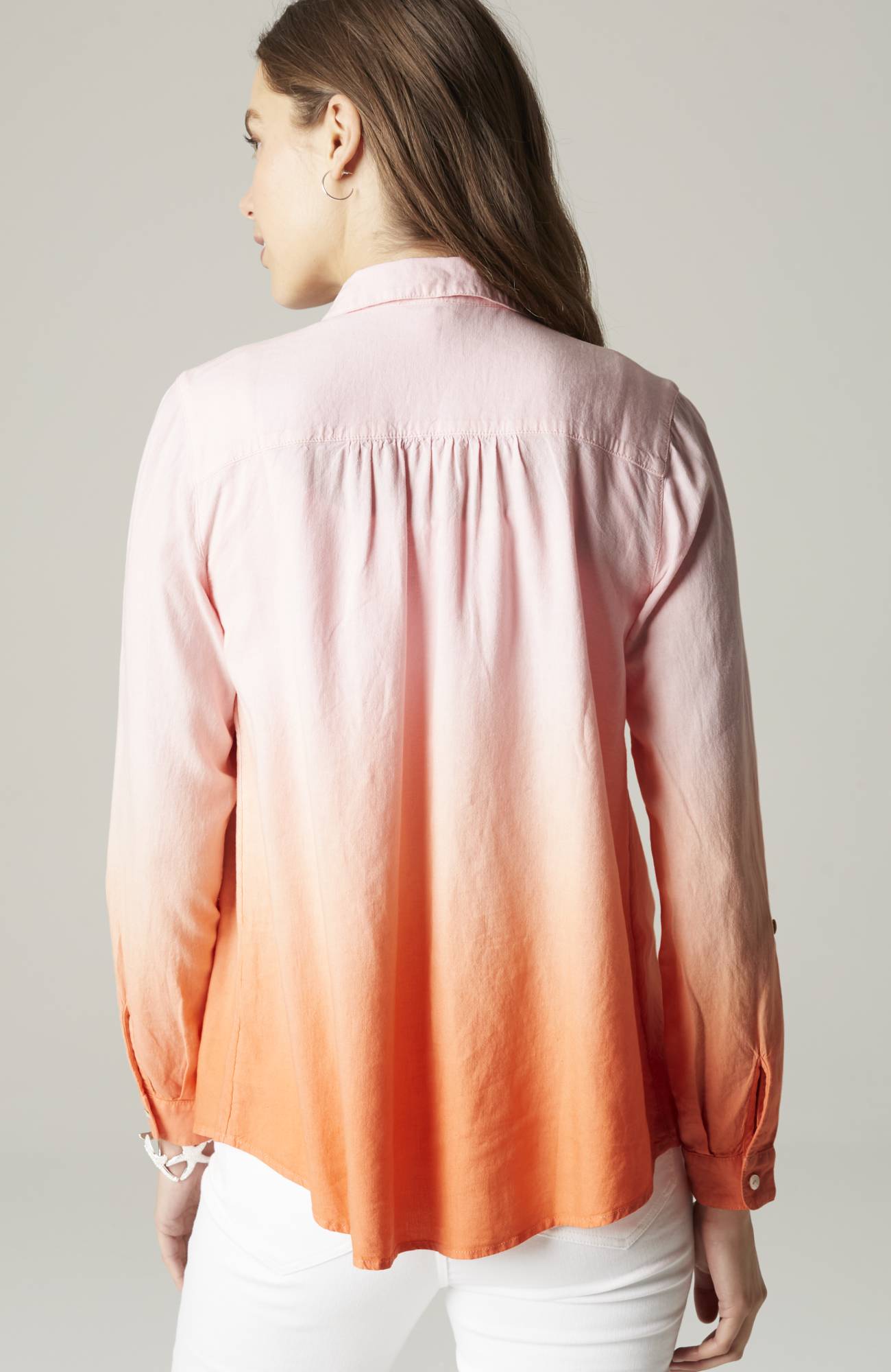 Linen Tab-Sleeve A-Line Shirt