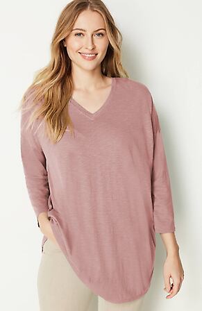 Image for Mixed-Media Back-Button Tunic