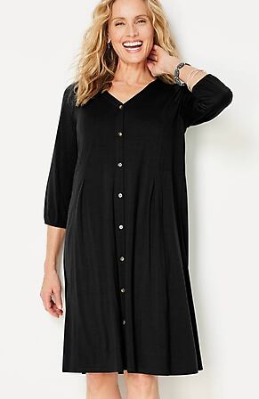 Image for Pleated Button-Front Dress