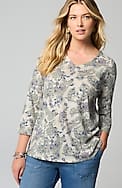 pure jill printed v-neck tee