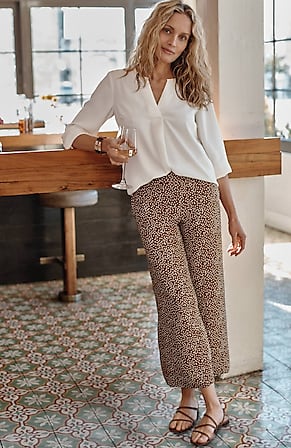 Image for Wearever Easy-Care Woven Wide-Leg Crops