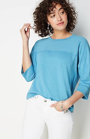 Image for Seamed Sweater With Cuffed 3/4 Sleeves