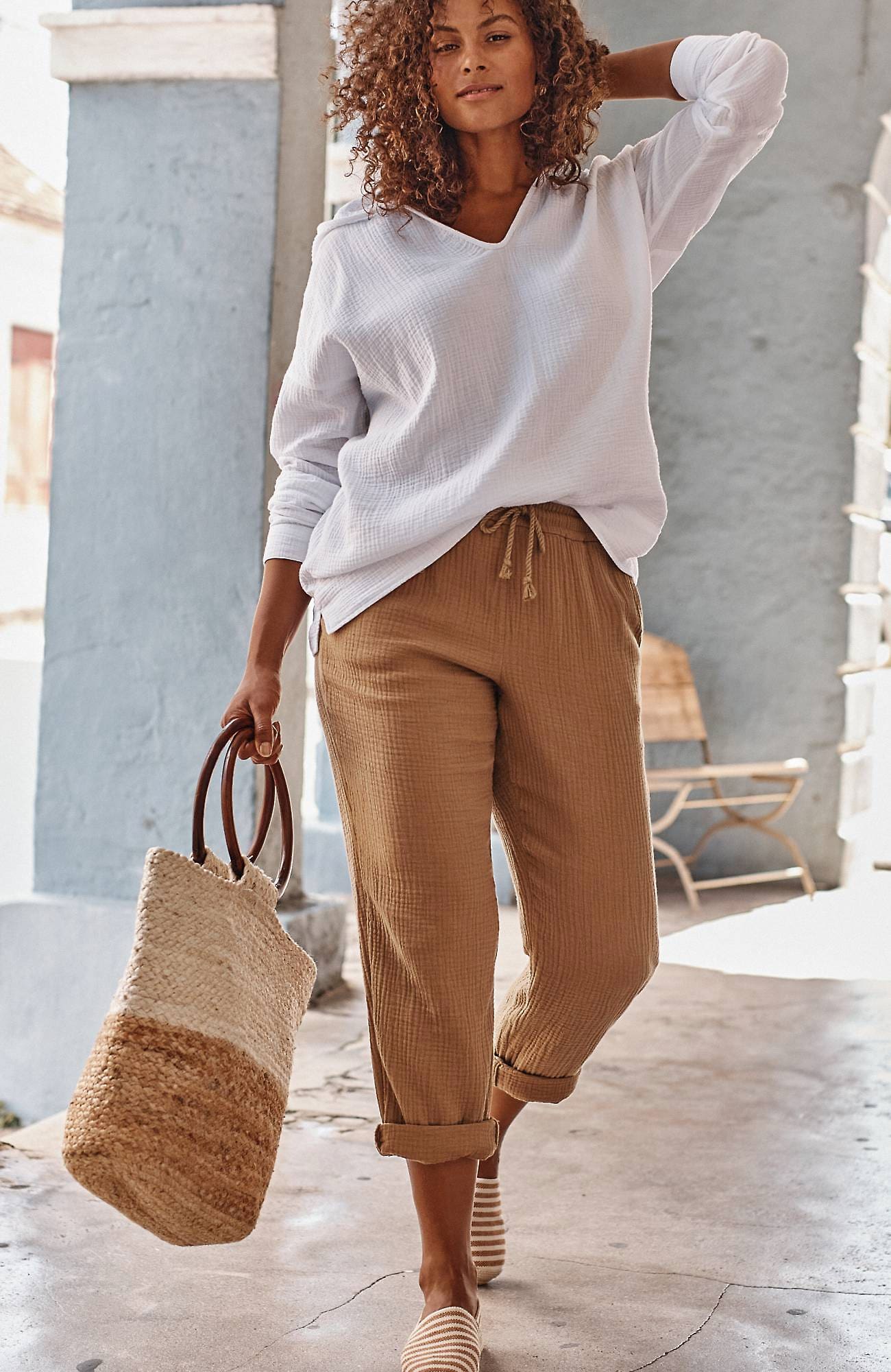 Jjill J.jill Ultrasoftgauze Tiewaist Pants In Vicuna ModeSens