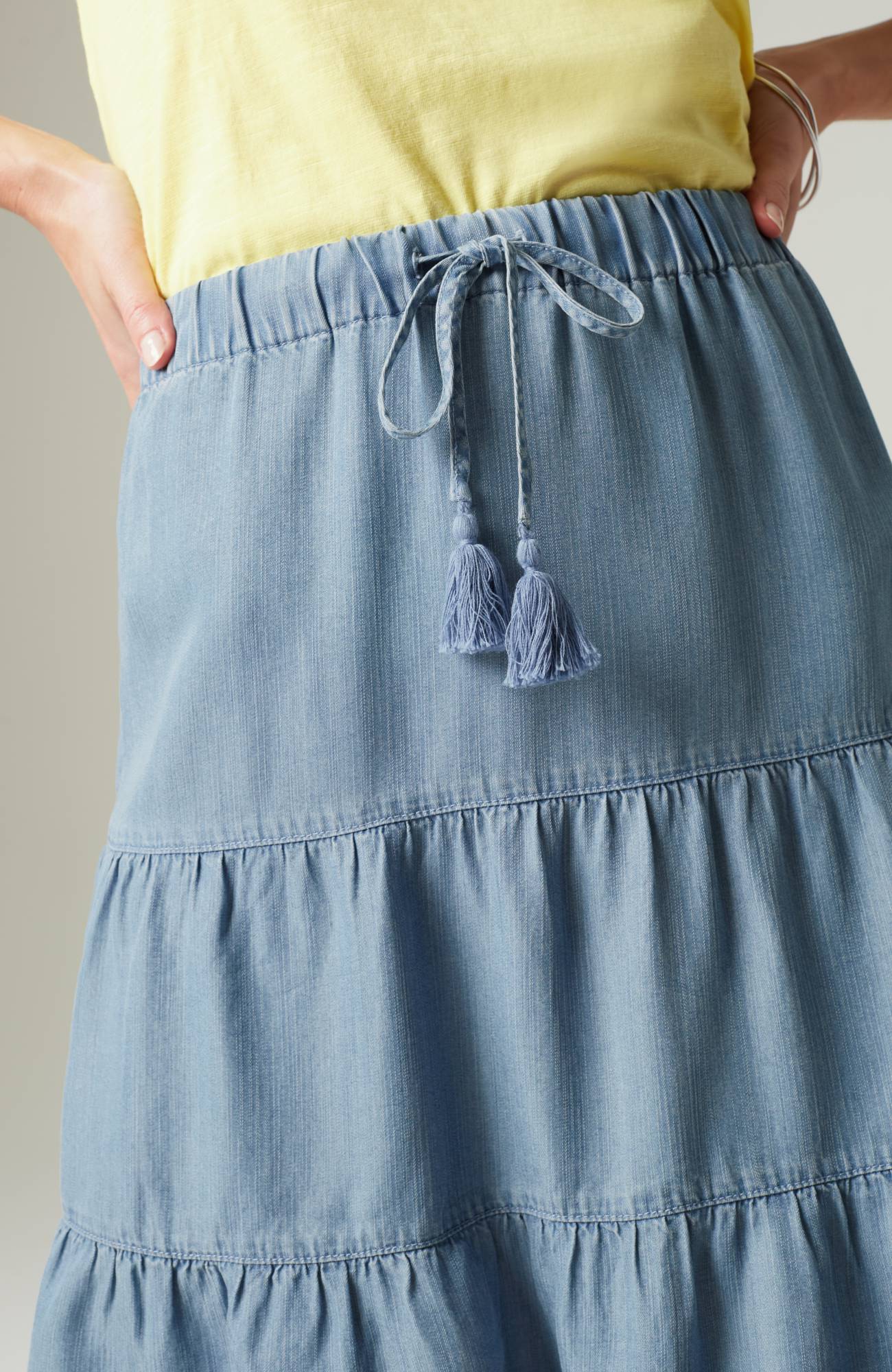 High Waist Button Detail Tiered Skirt for Women Above Knee Length -  Walmart.com