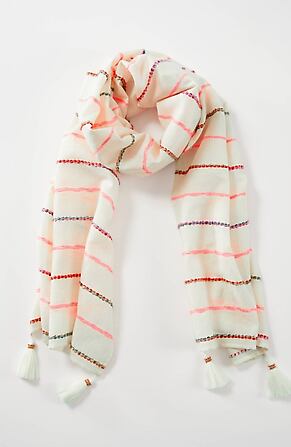 Image for Textured Striped Tasseled Scarf