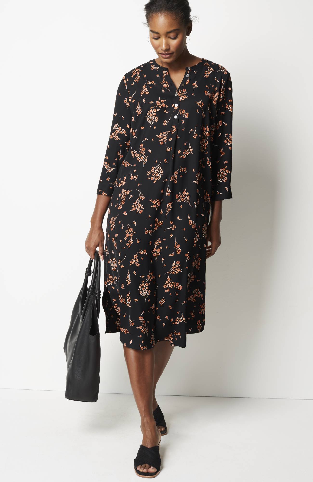 New j jill womens large pima cotton ginger floral button collared