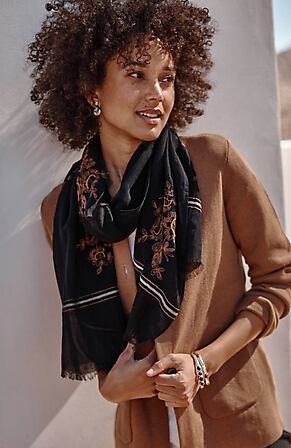 Image for Embroidered Crinkled Scarf