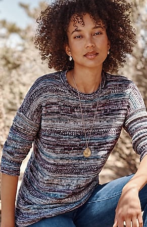 Image for Mixed-Textures Intarsia Sweater