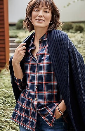 Image for Plaid Button-Front Tunic
