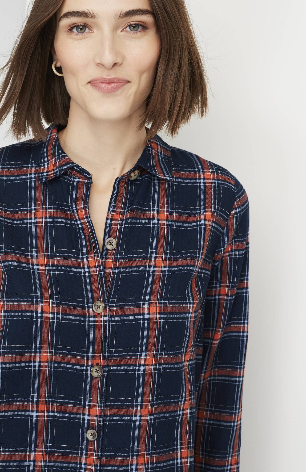 Plaid Button-Front Tunic