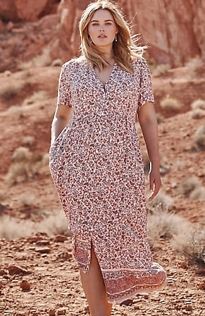 Image for Desert Floral Button-Front Maxi Dress