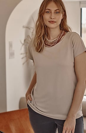 Image for Pure Jill Sand-Washed Piqué Modern Tee