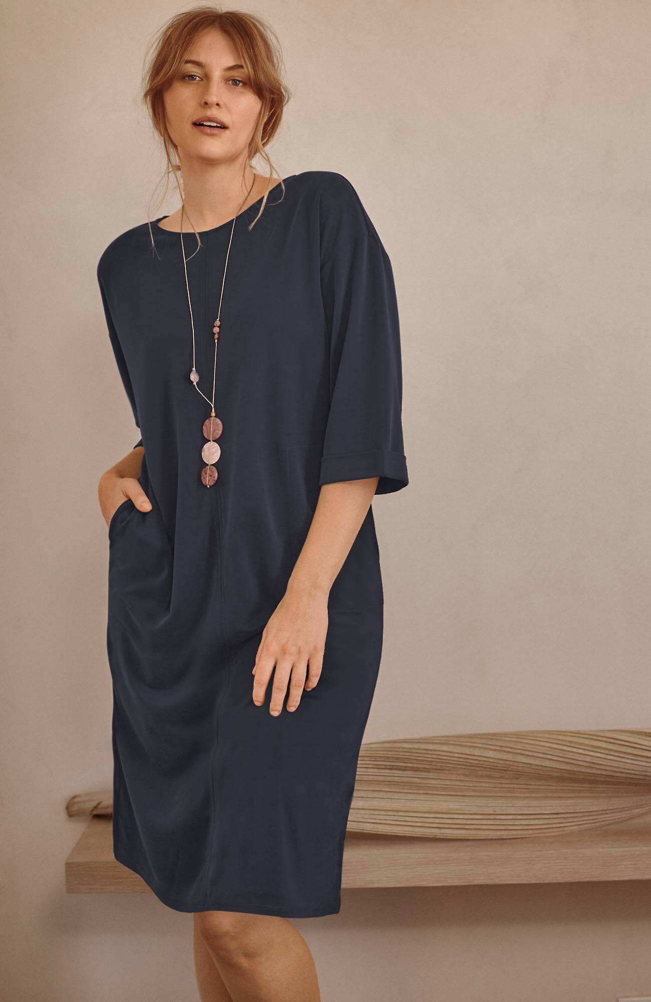 JJILL J.JILL PURE JILL SAND-WASHED PIQUÉ RELAXED DRESS 
