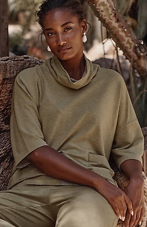 Image for Pure Jill Affinity Cowl-Neck Patch-Pocket Top