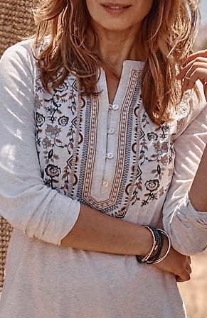 Image for Embroidered Knit Peasant Tunic