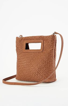 Image for Woven Leather Foldover Cross-Body Bag