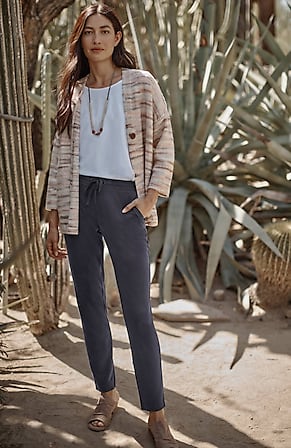 Image for Pure Jill Sand-Washed Piqué Tapered Pants