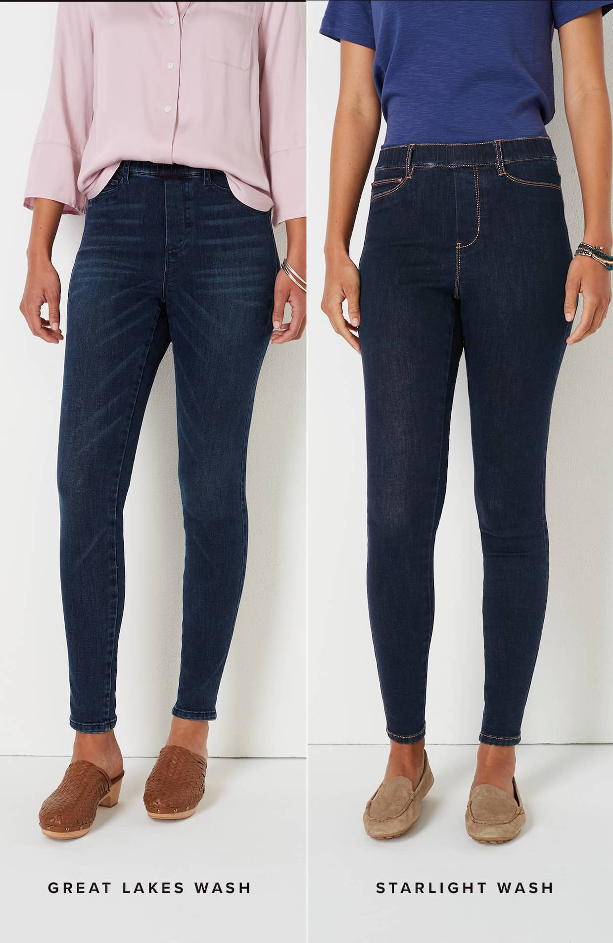 J. Jill Jeans Women 10 Blue Solid Denim Leggings Straight Stretch Cotton  Casual