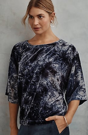 Image for Pure Jill Tie-Dyed Velvet Square-Sleeve Top