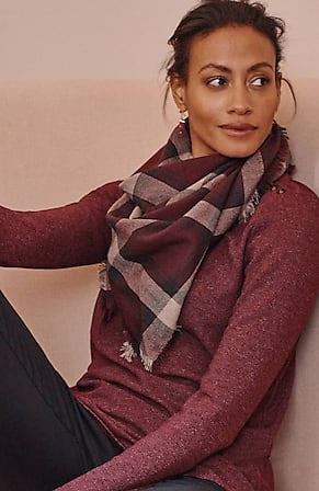 Image for Wearever Neutral Plaid Triangle Scarf