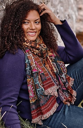 Image for Hand-Stitched Diamond Medallions Jacquard Scarf