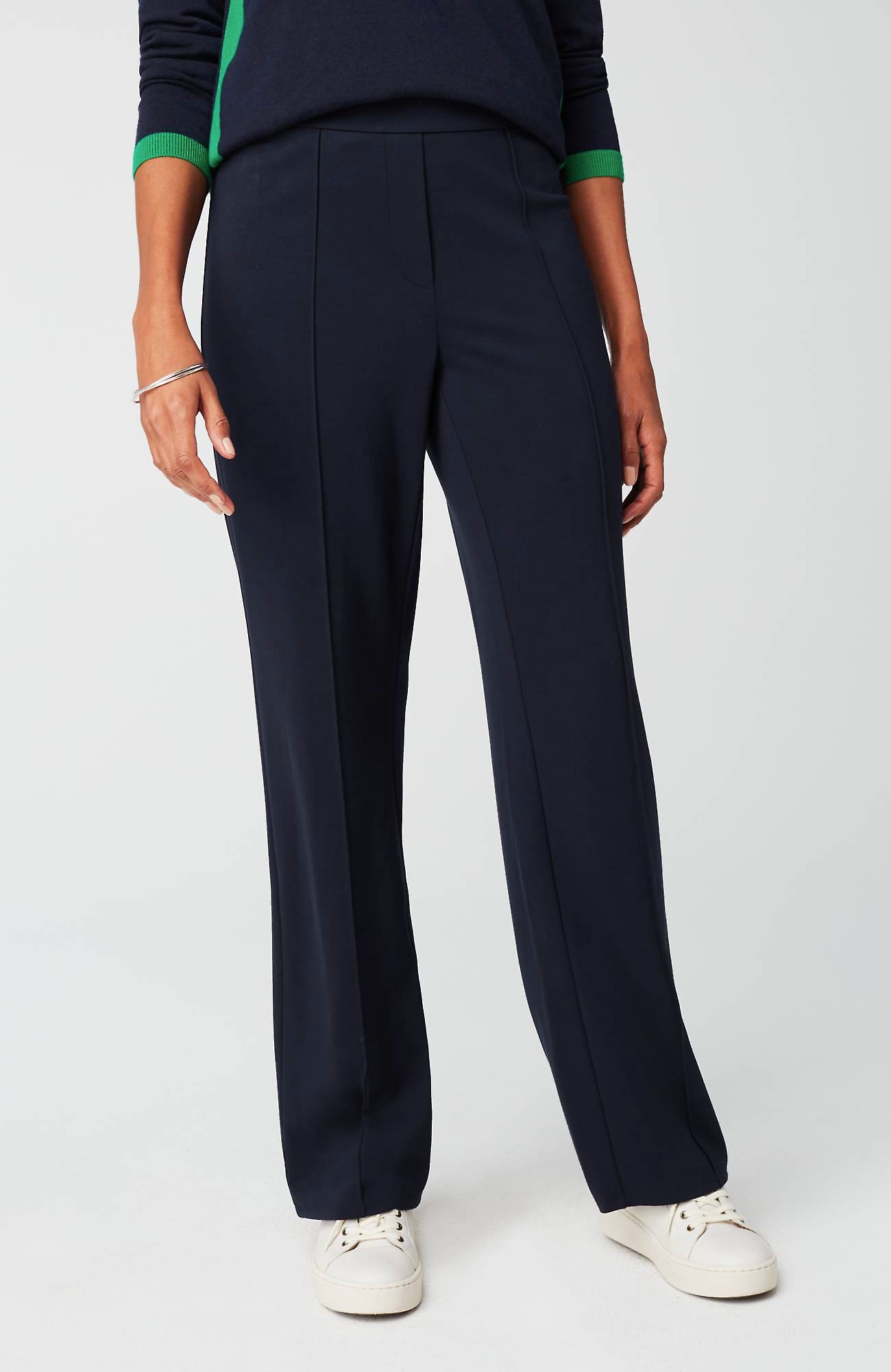 Jjill J.jill Wearever Straight-leg Trousers In Navy Blue