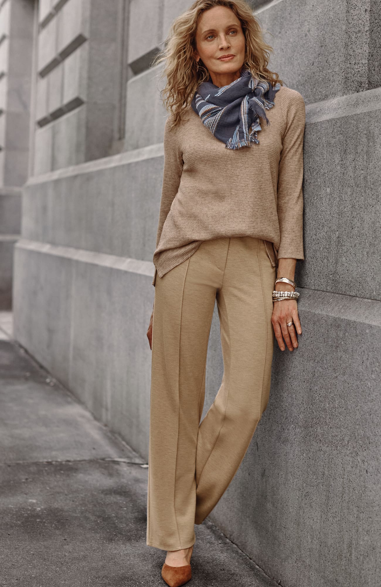 Jjill J.jill Wearever Straight-leg Trousers In Camel Heather