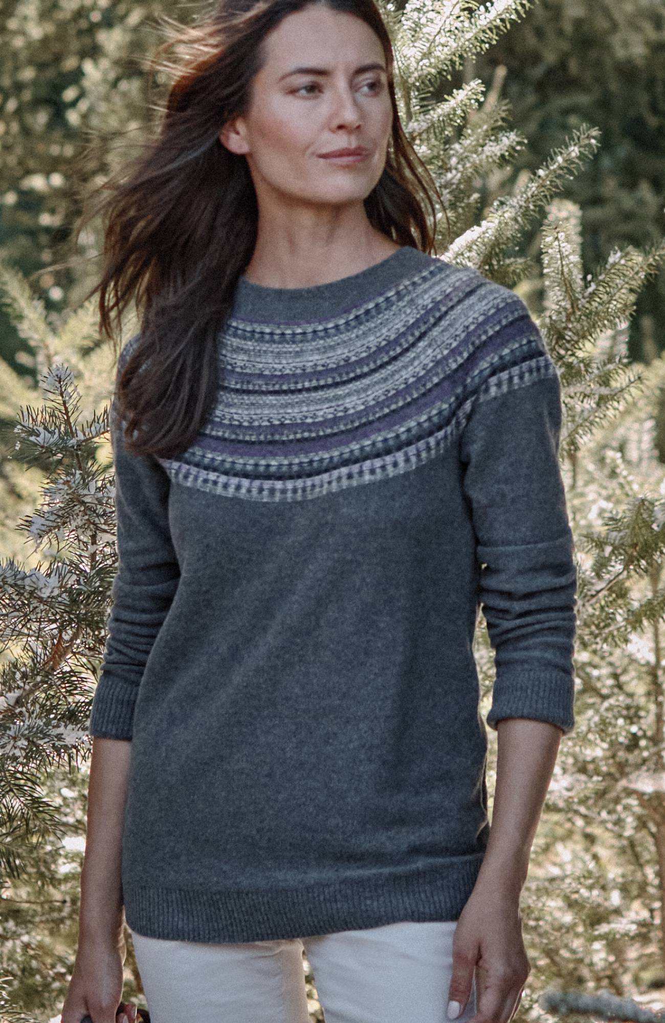 J. Jill Fair Isle Split-Neck Sweater