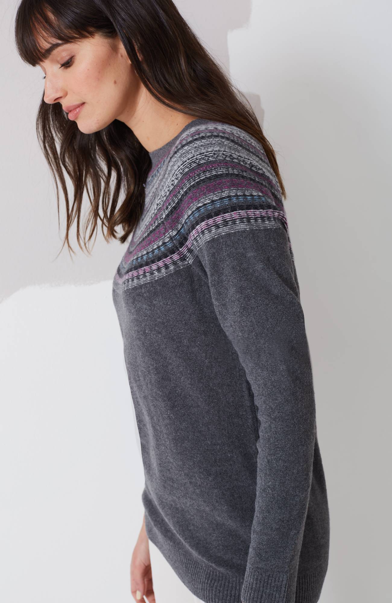 Fair Isle Stripes Raglan Sweater