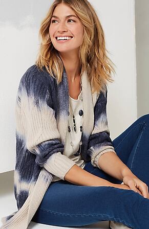 Image for Pure Jill Hand-Painted Cabled Cardi