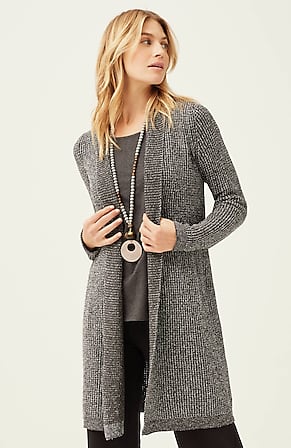 Image for Pure Jill Tonal-Textured Open-Front Cardi