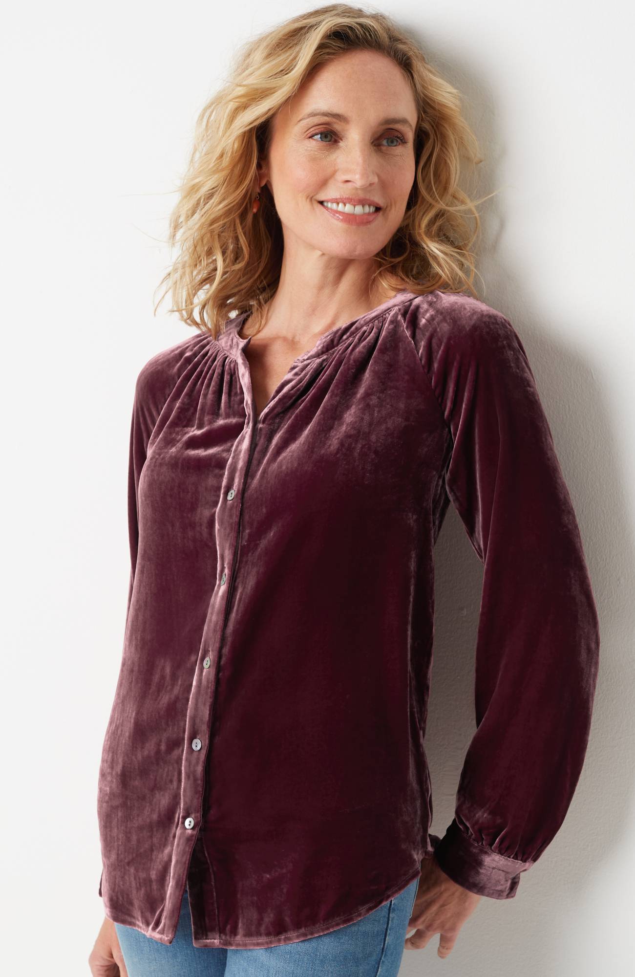 rayon & silk velvet blouse