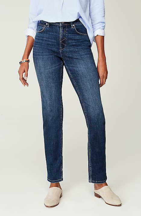 high-rise straight-leg jeans