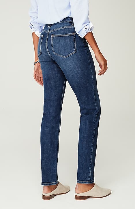 high-rise straight-leg jeans