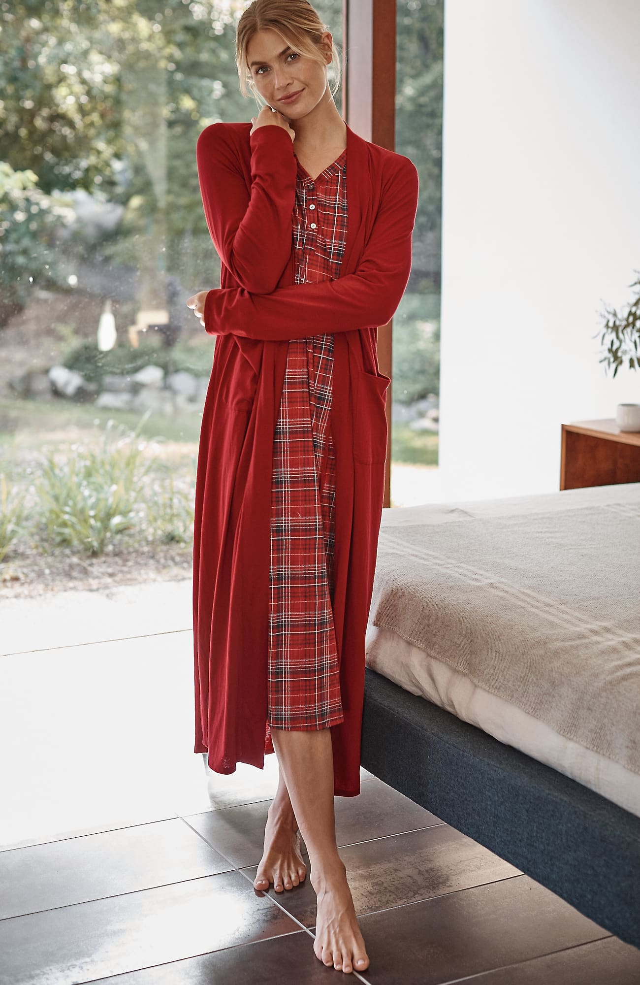Jjill J.jill Sleep Ultrasoft Patch-pocket Robe