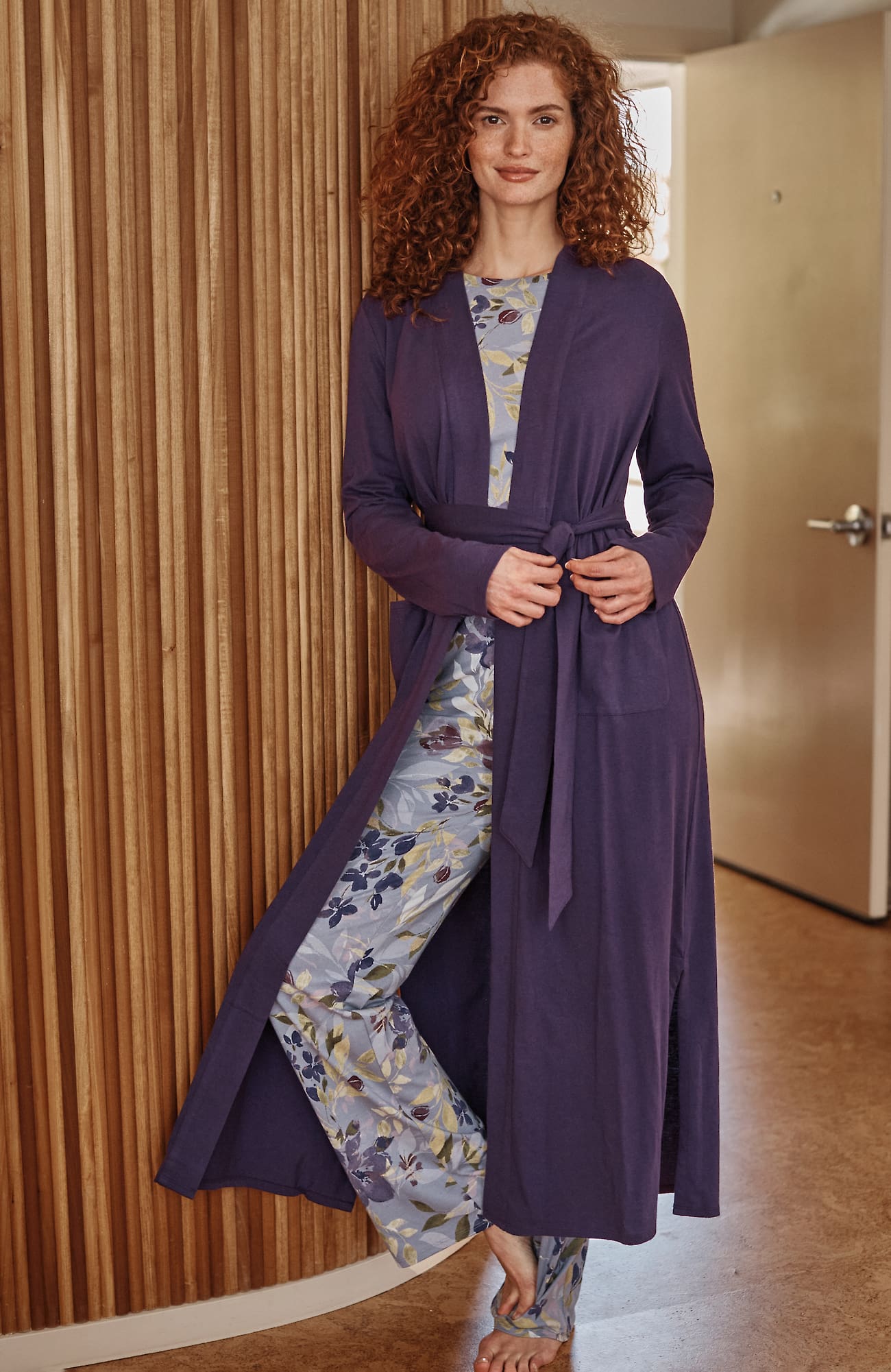 Jjill J.jill Sleep Ultrasoft Patch-pocket Robe In Purple