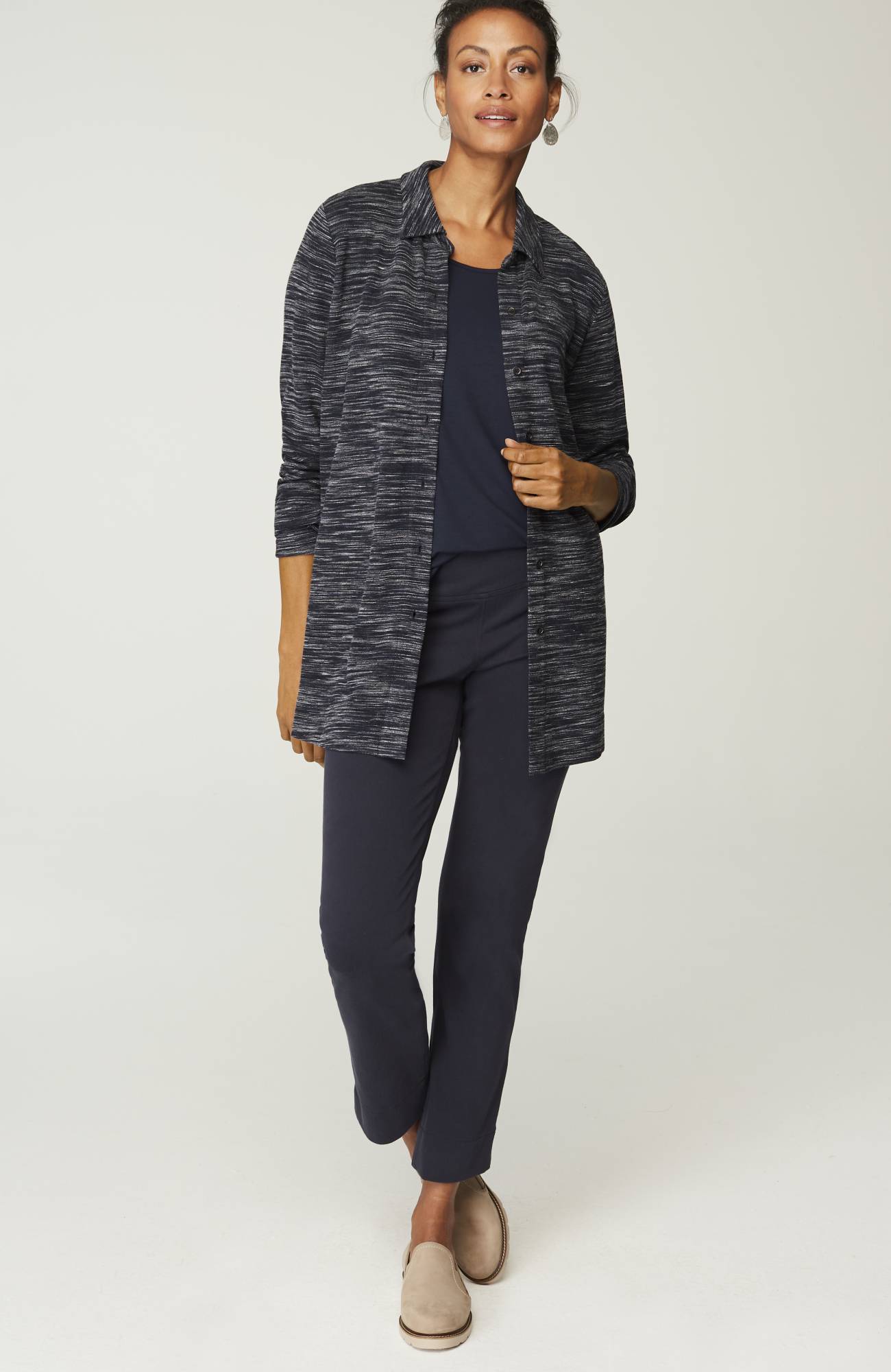 J. Jill Wearever Textured Button-Front Tunic