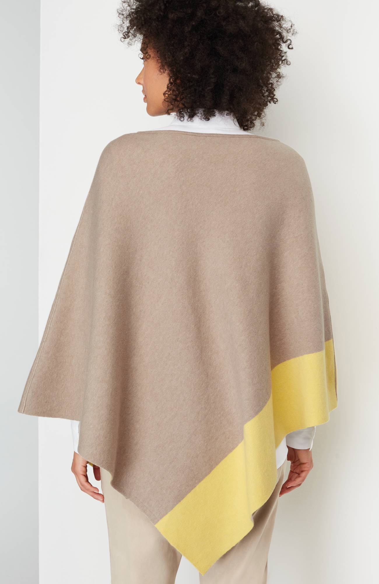 Reversible Color-Blocked Knit Poncho