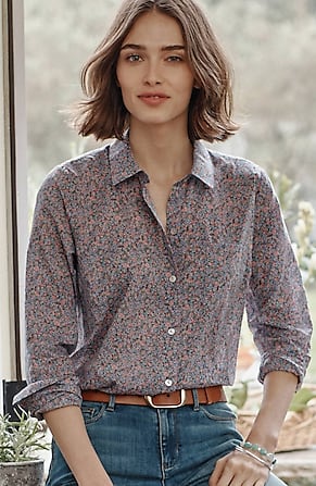 Image for One-Pocket Shirred-Back Shirt