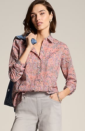 Image for One-Pocket Shirred-Back Shirt