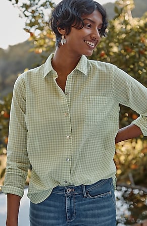 Image for One-Pocket Shirred-Back Shirt